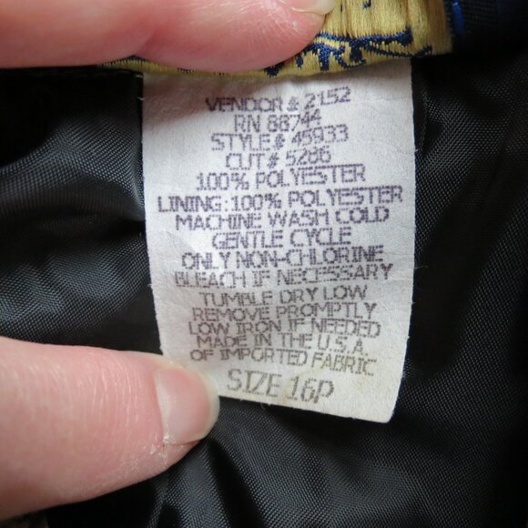 VTG Willow Ridge Jacket Golds/Browns/Black Animal Print Nehru Collar Size 16P - Picture 9 of 10